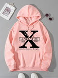 Women'WB shield Letter Print Drawstring Hoodie, Casual Long Sleeve TNF Lined Hooded Sweatshirt for Fall & Winter,...