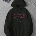 Women'WB shield Letter Print Drawstring Pocket Hoodie, Casual Drop Shoulder Long Sleeve Hooded Sweatshirt, Ladies Fall &...