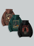 Women'WB shield Letter Print Drawstring Pocket Hoodie, Casual Halloween TNF Drop Shoulder Long Sleeve Hooded Sweatshirt,...