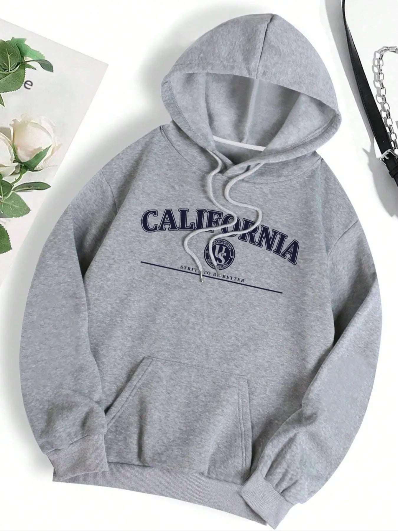 Women'WB shield Letter Print Drawstring Pocket Hoodie, Casual Long Sleeve Hooded Sweatshirt for Fall & Winter, Women'WB...