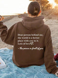 Women'WB shield Letter Print Drawstring Pocket Hoodie, Fashion Casual Drop Shoulder Long Sleeve Hooded Sweatshirt for...