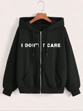 Women'WB shield Letter Print Drawstring Zip Up Hoodie, Casual Drop Shoulder Long Sleeve Hooded Sweatshirt for Daily Wear,...