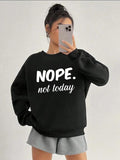 Women'WB shield Letter Print Drop Shoulder Crew Neck Sweatshirt, Casual Long-Sleeve Round Neck Pullover For Fall &...