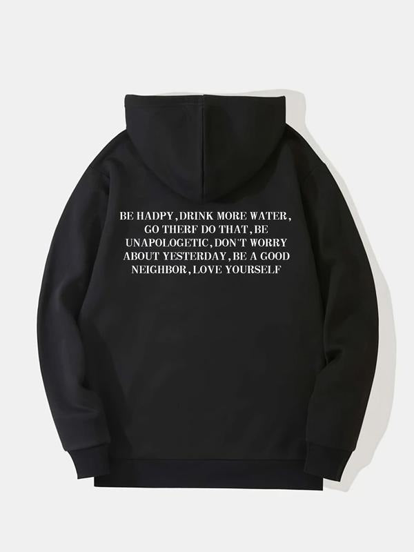 Women'WB shield Letter Print Drop Shoulder Drawstring Hoodie, Fashion Casual Kangaroo Pocket Hooded Sweatshirt for Daily...