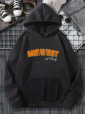 Women'WB shield Letter Print Drop Shoulder Drawstring Hoodie, Fashion Casual Pocket Hooded Sweatshirt For Daily Wear,...