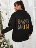Women'WB shield Letter Print Drop Shoulder Drawstring Pocket Hoodie, Fashion Casual Hooded Long Sleeve Sweatshirt For...