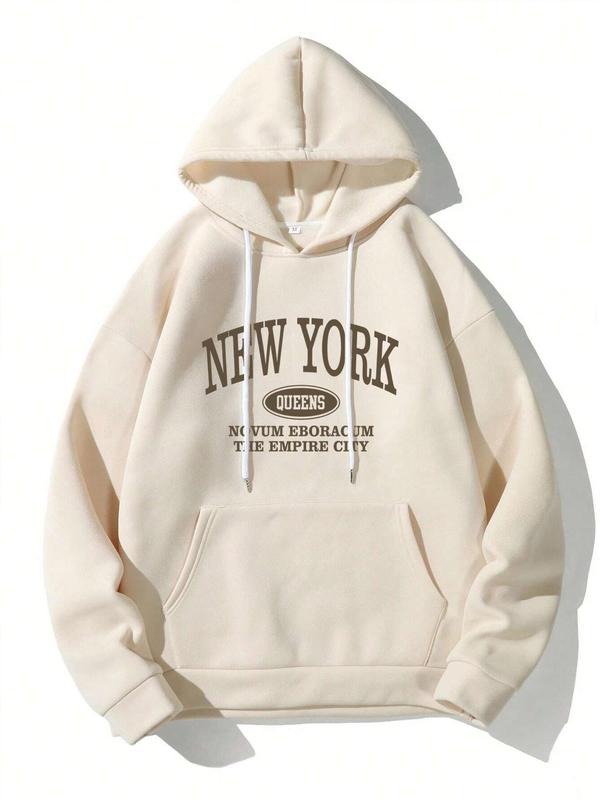 Women'WB shield Letter Print Drop Shoulder Hoodie, Comfort Womenswear, Casual Comfortable FOG Drawstring Pocket Hooded...