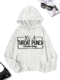 Women'WB shield Letter Print Drop Shoulder Hoodie, Fashion Casual Drawstring Hooded Sweatshirt for Daily Holiday Outdoor...
