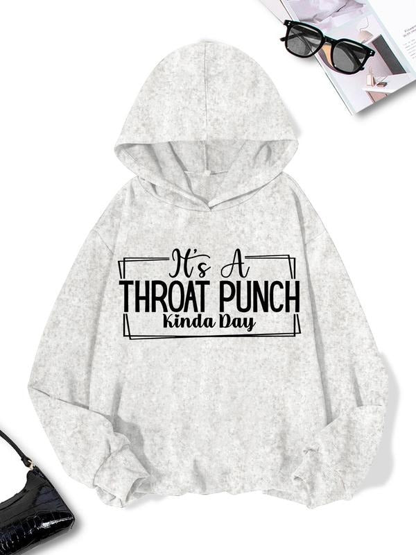 Women'WB shield Letter Print Drop Shoulder Hoodie, Fashion Casual Drawstring Hooded Sweatshirt for Daily Holiday Outdoor...