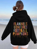 Women'WB shield Letter Print Drop Shoulder Hoodie, Fashion Casual Drawstring Pocket Hooded Sweatshirt for Daily Holiday...