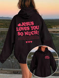 Women'WB shield Letter Print Drop Shoulder Hoodie, Fashion Casual Drawstring Pocket Hooded Sweatshirt for Daily Holiday...