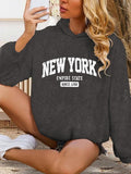 Women'WB shield Letter Print Drop Shoulder Hoodie, Fashion Casual Hooded Sweatshirt for Daily Holiday Outdoor Wear,...