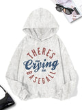 Women'WB shield Letter Print Drop Shoulder Hoodie, Fashion Casual Long Sleeve Hooded Sweatshirt for Daily Holiday Outdoor...