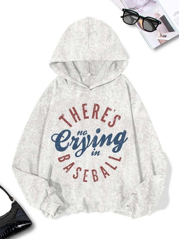 Women'WB shield Letter Print Drop Shoulder Hoodie, Fashion Casual Long Sleeve Hooded Sweatshirt for Daily Holiday Outdoor...