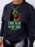 Women'WB shield Letter Print Drop Shoulder Long Sleeve Sweatshirt Without Necklace, Fashion Casual Crew Neck Pullover for...