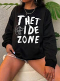Women'WB shield Letter Print Drop Shoulder Long-Sleeve Sweatshirt, Casual Crew Neck Pullover For Daily Wear, Ladies Fall...