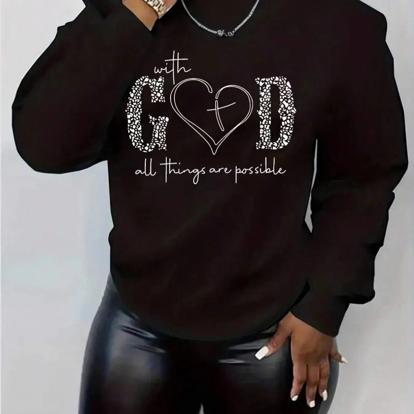 Women'WB shield Letter Print Drop Shoulder Long Sleeve Sweatshirt, Fashion Casual Crew Neck Pullover for Daily Holiday...