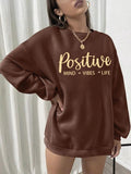 Women'WB shield Letter Print Drop Shoulder Pullover, Casual Fashion Round Neck Sweatshirt for Daily Holiday Outdoor Wear,...
