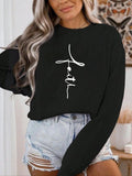Women'WB shield Letter Print Drop Shoulder Pullover, Casual Long Sleeve Crew Neck Sweatshirt for Fall & Winter, Fashion...
