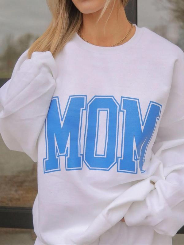 Women'WB shield Letter Print Drop Shoulder Pullover, Casual Long Sleeve Crew Neck Sweatshirt for Fall & Winter, Women'WB...