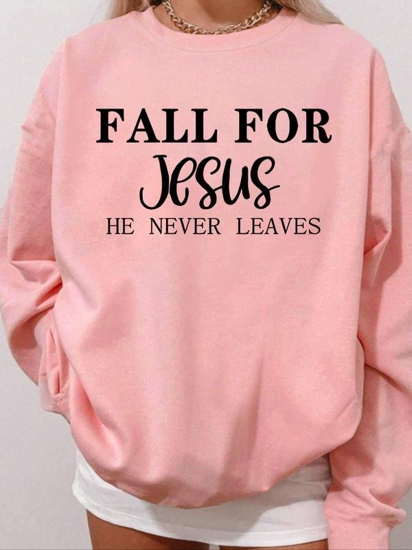Women'WB shield Letter Print Drop Shoulder Pullover, Fashion Casual Crew Neck Long Sleeve Sweatshirt for Daily Holiday...