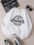 Women'WB shield Letter Print Drop Shoulder Sweatshirt Without Necklace, Casual Fashion Long-Sleeve Round Neck Pullover...