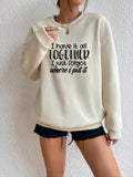 Women'WB shield Letter Print Drop Shoulder Sweatshirt Without Necklace, Casual Long Sleeve Round Neck Pullover For Fall &...
