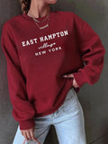Women'WB shield Letter Print Drop Shoulder Sweatshirt, Casual Long-Sleeve Round Neck Pullover For Fall & Winter, Women'WB...