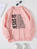 Women'WB shield Letter Print Drop Shoulder Sweatshirt, Casual Long Sleeve Round Neck Pullover for Daily Wear, Ladies...