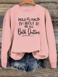 Women'WB shield Letter Print Drop Shoulder Sweatshirt, Casual Long Sleeve Round Neck Pullover for Daily Wear, Ladies TNF...