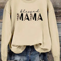 Women'WB shield Letter Print Drop Shoulder Sweatshirt, Casual Long Sleeve Round Neck Pullover for Daily Wear, Ladies TNF...
