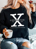 Women'WB shield Letter Print Drop Shoulder Sweatshirt, Casual Long Sleeve Round Neck Pullover for Daily Wear, Ladies TNF...