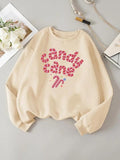 Women'WB shield Letter Print Drop Shoulder Sweatshirt, Casual Long Sleeve Round Neck Pullover for Daily Wear, Ladies TNF...