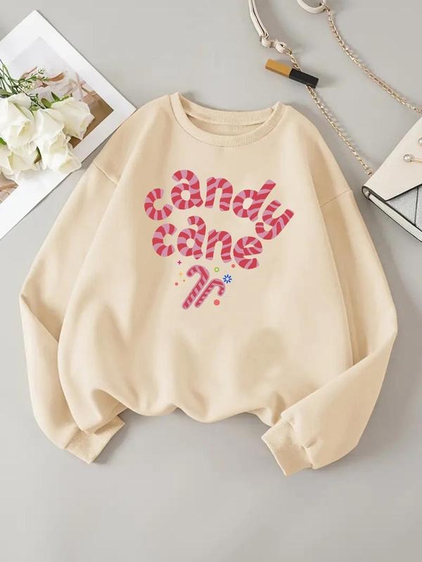 Women'WB shield Letter Print Drop Shoulder Sweatshirt, Casual Long Sleeve Round Neck Pullover for Daily Wear, Ladies TNF...