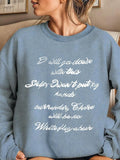 Women'WB shield Letter Print Drop Shoulder Sweatshirt, Casual Long Sleeve Round Neck Pullover for Daily Wear, Ladies TNF...
