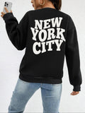 Women'WB shield Letter Print Drop Shoulder Sweatshirt, Casual Long Sleeve Round Neck Pullover for Daily Wear, Ladies TNF...