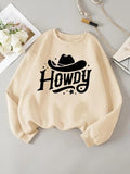Women'WB shield Letter Print Drop Shoulder Sweatshirt, Casual Long Sleeve Round Neck Pullover for Daily Wear, Ladies TNF...