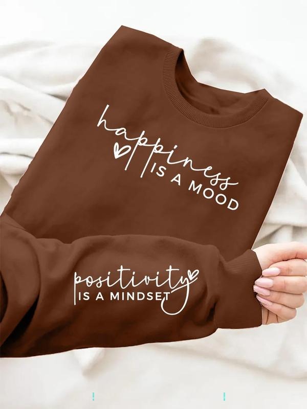 Women'WB shield Letter Print Drop Shoulder Sweatshirt, Casual Long Sleeve Round Neck Pullover for Daily Wear, Sweatshirts...