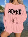 Women'WB shield Letter Print Drop Shoulder Sweatshirt, Casual Long Sleeve Round Neck Pullover for Fall & Winter, Ladies...