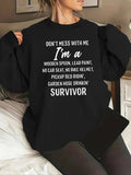 Women'WB shield Letter Print Drop Shoulder Sweatshirt, Casual Long Sleeve Round Neck Pullover for Fall & Winter, Ladies...