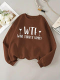 Women'WB shield Letter Print Drop Shoulder Sweatshirt, Casual Long Sleeve Round Neck Pullover for Fall & Winter, Ladies...