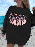 Women'WB shield Letter Print Drop Shoulder Sweatshirt, Casual Long Sleeve Round Neck Pullover for Fall & Winter, Ladies...