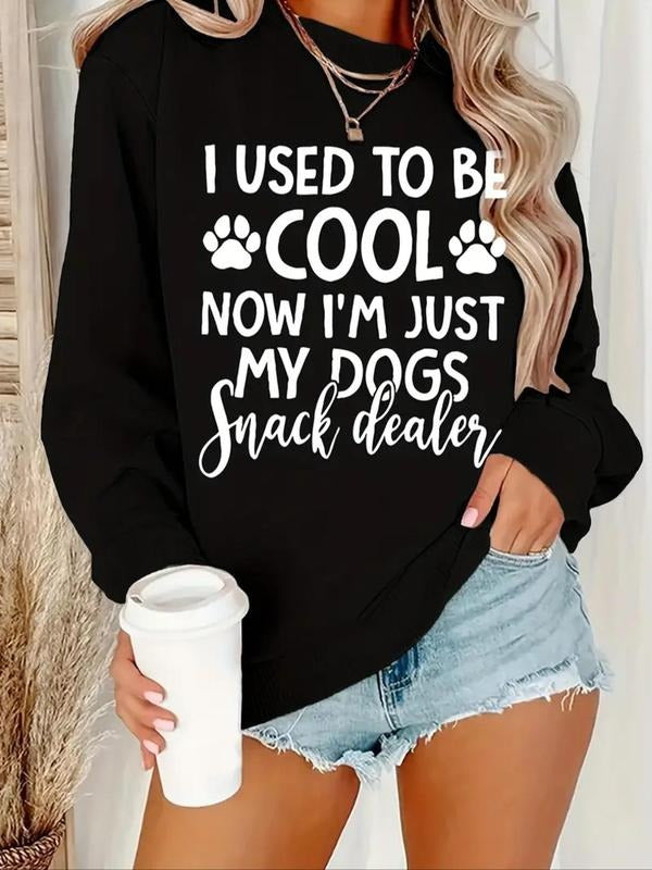 Women'WB shield Letter Print Drop Shoulder Sweatshirt, Casual Long Sleeve Round Neck Pullover for Fall & Winter, Ladies...