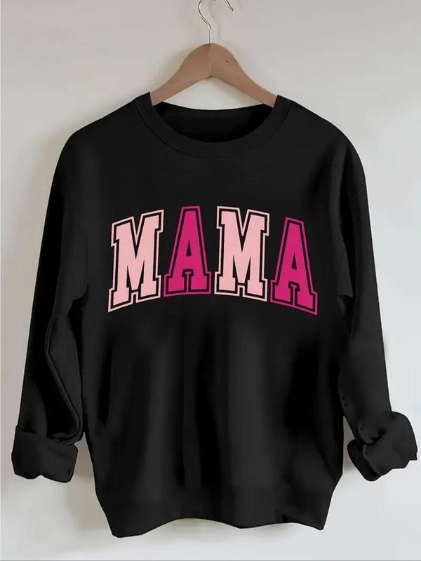 Women'WB shield Letter Print Drop Shoulder Sweatshirt, Casual Long Sleeve Round Neck Pullover for Fall & Winter, Ladies...