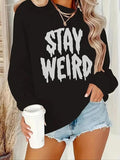 Women'WB shield Letter Print Drop Shoulder Sweatshirt, Casual Long Sleeve Round Neck Pullover for Fall & Winter, Ladies...