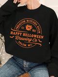 Women'WB shield Letter Print Drop Shoulder Sweatshirt, Casual Long Sleeve Round Neck Pullover for Fall & Winter, Ladies...