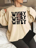 Women'WB shield Letter Print Drop Shoulder Sweatshirt, Casual Long Sleeve Round Neck Pullover for Fall & Winter, Ladies...
