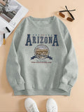 Women'WB shield Letter Print Drop Shoulder Sweatshirt, Casual Long Sleeve Round Neck Pullover for Fall & Winter, Ladies...