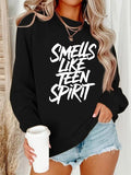 Women'WB shield Letter Print Drop Shoulder Sweatshirt, Casual Long Sleeve Round Neck Pullover for Fall & Winter, Ladies...