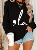 Women'WB shield Letter Print Drop Shoulder Sweatshirt, Casual Long Sleeve Round Neck Pullover for Fall & Winter, Women'WB...